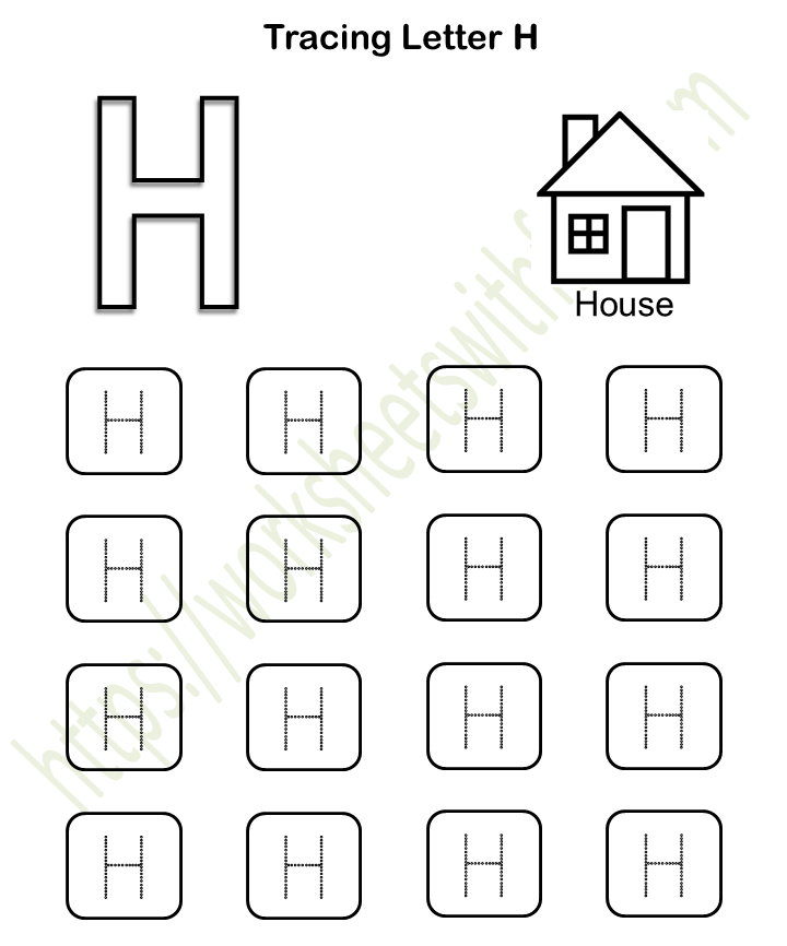 English  Preschool Tracing Letter H Worksheet 8